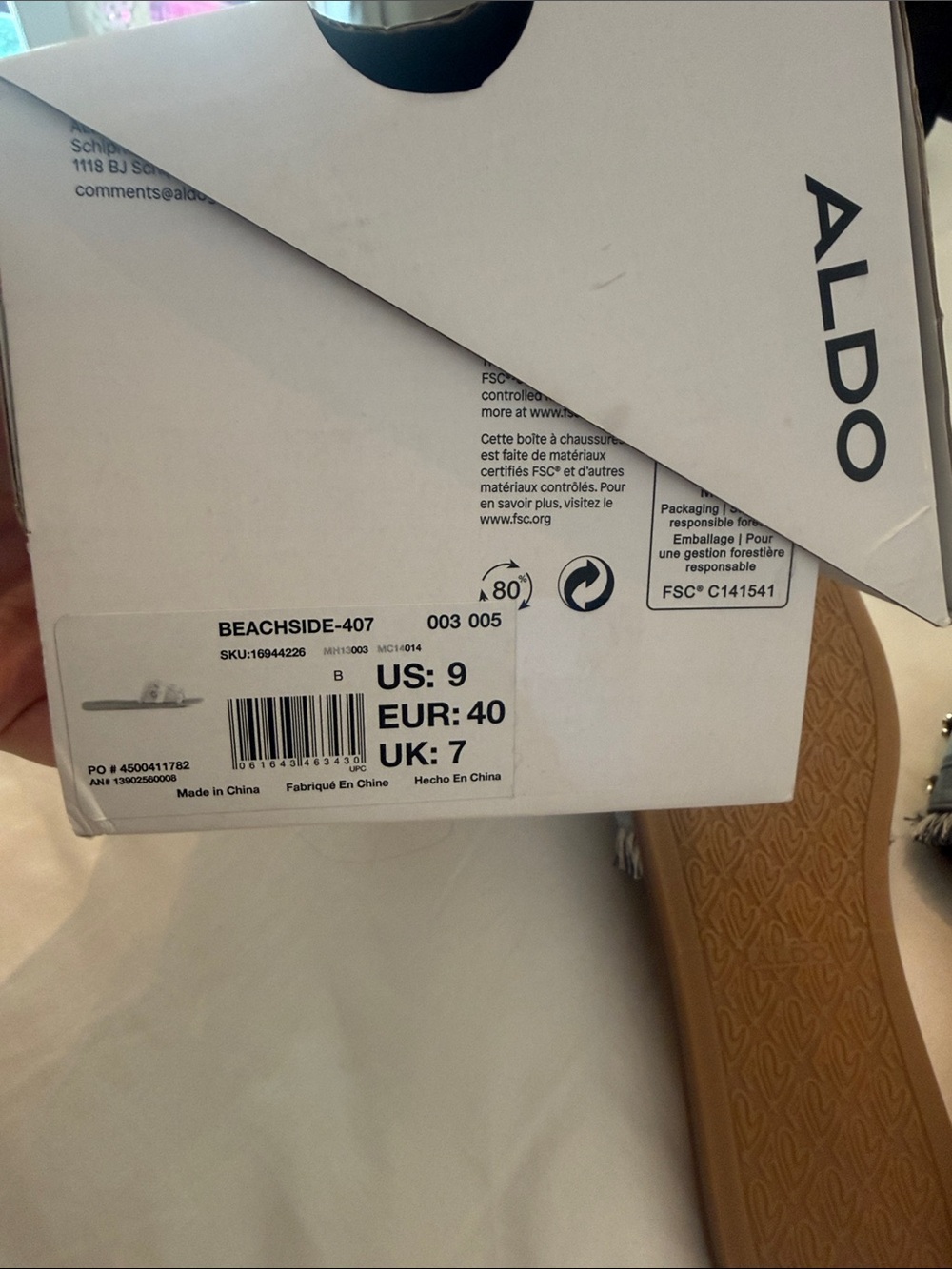 Aldo Blue Denim 'Getaway' Embellished Slide Sandals - Picture 3 of 3